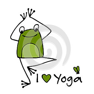 Funny yoga frog, sketch for your design