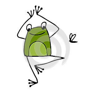 Funny yoga frog, sketch for your design