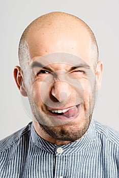 Funny man portrait real people high definition grey background