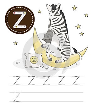 Funny zebra and letters Z