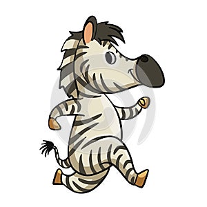 Funny zebra running cartoon