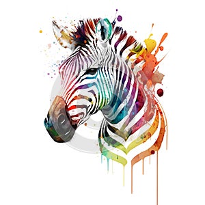 Funny zebra watercolor illustration. T-shirt graphics