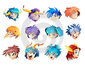 Funny zodiac signs. Set. Colorful vector illustration of all zodiac signs isolated on white background. Zodiacal cute