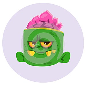 Funny Zombie Head Cartoon Character. Halloween vector illustration.