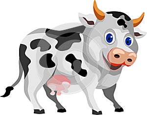 Funy Baby Cow Cartoon Animal Vector