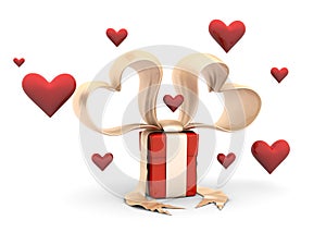 Funy valentine gift box with hearts