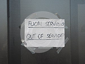 fuori servizio (out of order) sign photo