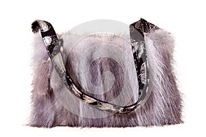 Fur bag isolated on white background