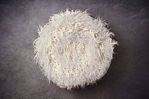 Fur in a Basket and Vignetted Newborn Backdrop for Photographers with a Single Light Setup