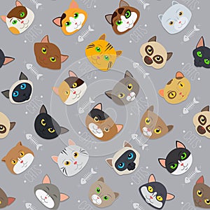 Fur cats pattern vector background