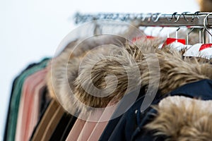 Fur collar jackets on sale rack