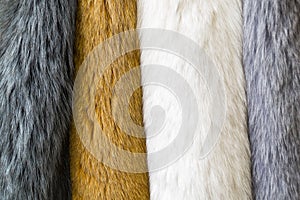 Fur, colored naturar fur texture. Closeup photo.