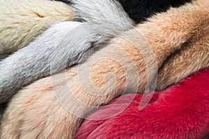 Fur, colored naturar fur texture. Closeup photo