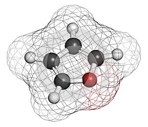 Furan heterocyclic aromatic molecule.