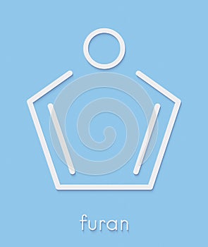 Furan heterocyclic aromatic molecule. Skeletal formula.