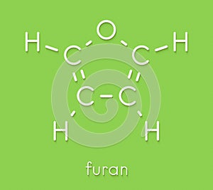 Furan heterocyclic aromatic molecule. Skeletal formula.