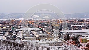 Furano, Hokkaido, Japan Cityscape in Winter
