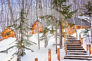 Furano, Hokkaido, Japan winter cabins