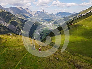 Furenalp cable car over Engelberg on Switzerland