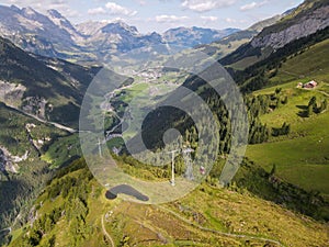 Furenalp cable car over Engelberg on Switzerland