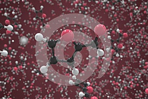 Furfural molecule, scientific molecular model, 3d rendering