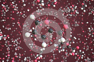 Furfural molecule, scientific molecular model, 3d rendering