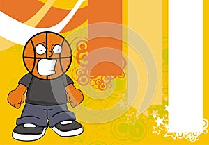 Furious Basketball kid head cartoon background