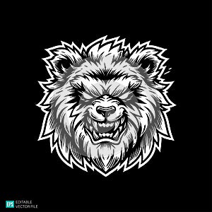Furious Bear Head Mascot Vector Illustration