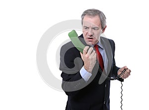 Furious businessman on the phone