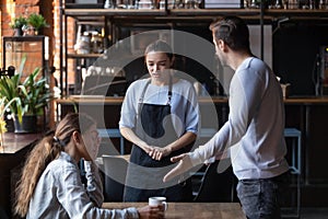 Furious client couple get mad about cafe bad service
