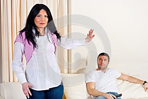 Furious couple in conflict