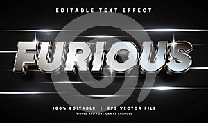 furious 3d vector text effect with modern style