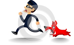 Furious Dog chasing scared thief photo