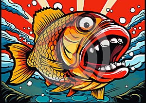Furious Fish: A Riotous Office Mascot on a Deep Graphic Design S