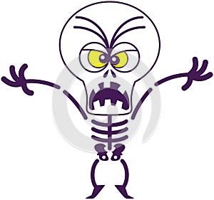 Furious Halloween skeleton being scary