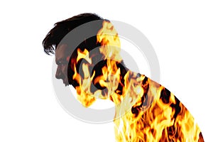 furious man rage emotion male silhouette fire