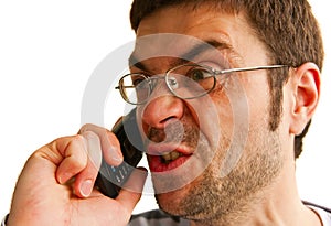 Furious Man Talking By Phone
