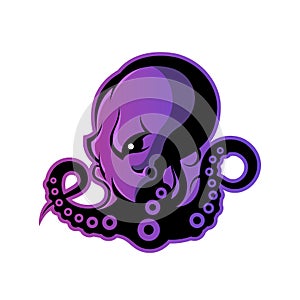 Furious octopus sport vector logo concept isolated on white background.