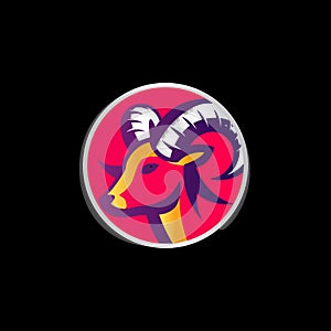 Furious ram horn symbol logo vector