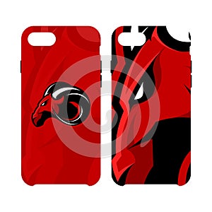 Furious ram sport club vector logo concept smart phone case isolated on white background.