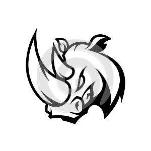 Furious rhino sport mono vector logo concept isolated on white background.