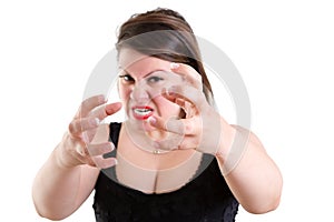 Una donna artiglio suo mani 