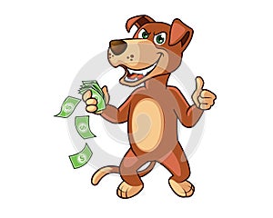 Furious Tricky Dog with Money in Hand