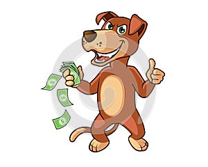 Furious Tricky Dog with Money in Hand photo