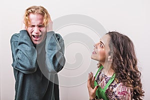 Furious wife angry with her husband