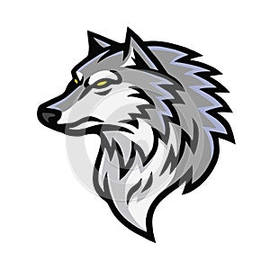Furious Wolf Head Logo Sports Mascot Design Vector Illustration