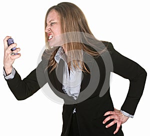 Furious Woman Holding Telephone