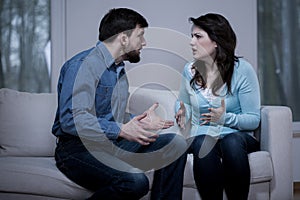 Furious woman with man photo