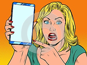 Furious woman and smartphone