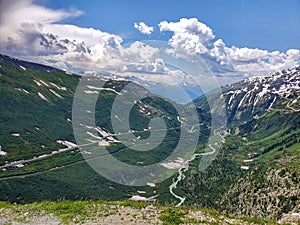 Furka Pass, Switzerland view from Rhone Glacier